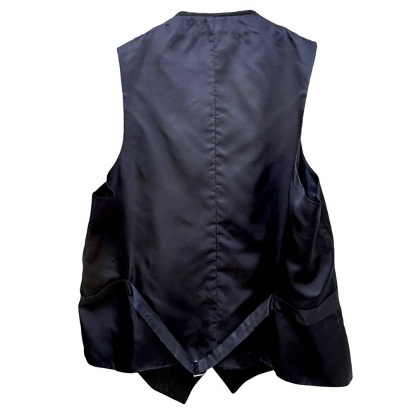 Vintage Pinstripe Vest M/L Navy Blue Mens Suiting Classic Gentleman British Wool - Picture 3 of 7